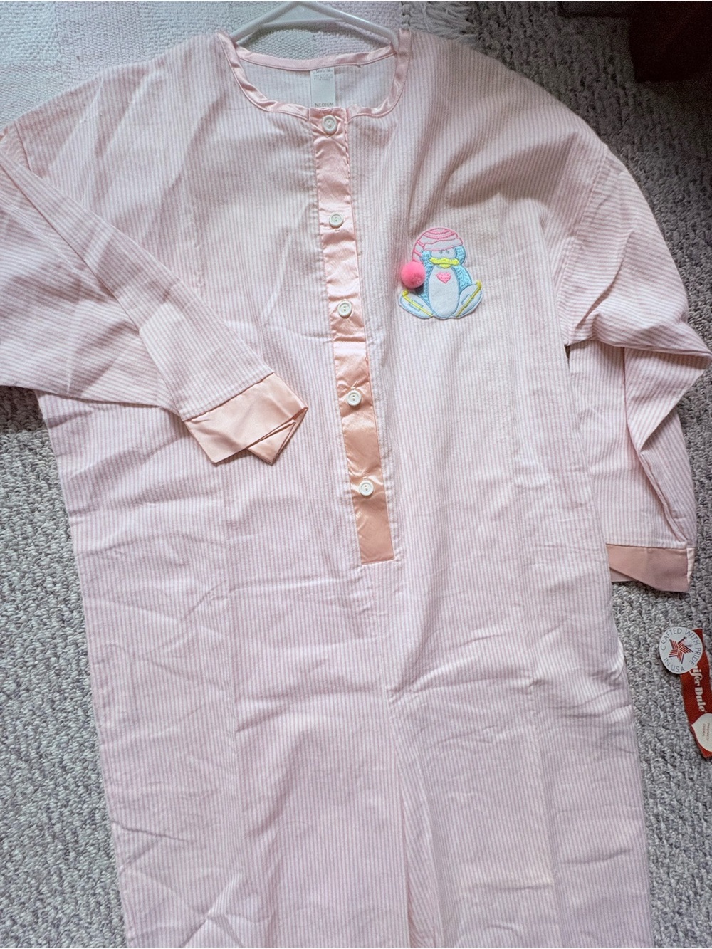 Jennifer Dale Vintage Pink Penguin Appliqué Nightgown - Pajamas